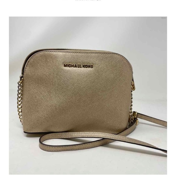 Michael Kors Dome Crossbody Bag Metallic Gold‎ Chain Strap Small Designer - Picture 1 of 8